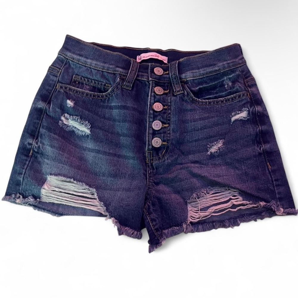 SO Dark Blue Distressed Jean Shorts